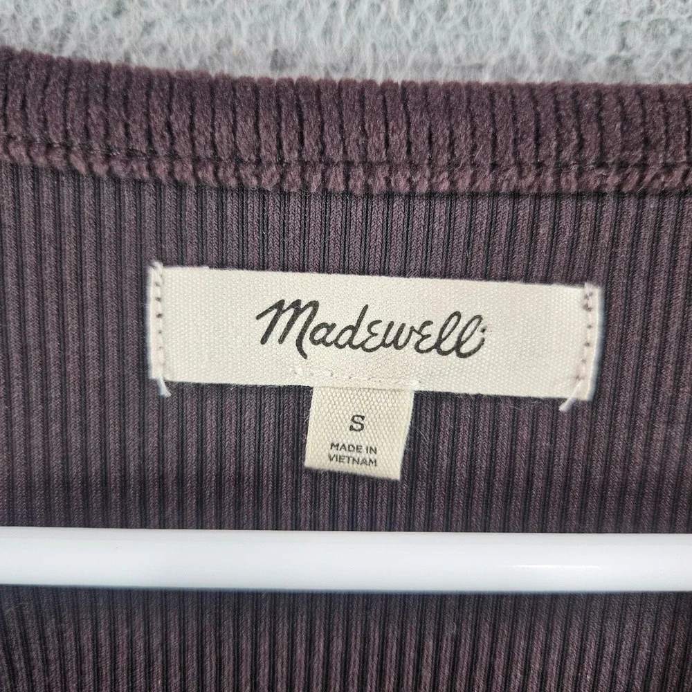 Madewell Womens Corduroy Wrap Top Purple Long Sleeve Peplum Tie Waist Small